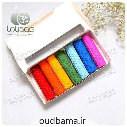 شمع 7 چاکرا موم عسل 7 سانتیمتر