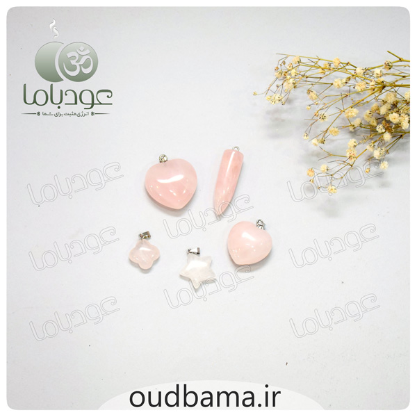 آویز رزکوارتز سنگ جذب عشق و محبت